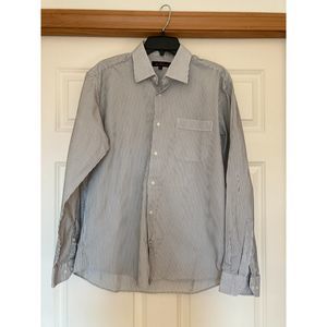 Ben Sherman Men's Black/Whtie Stripe Dress Shirt Size L16.5 34-35. 100% Cotton